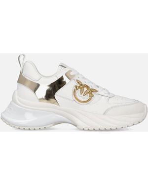 Pinko Ariel Leather-Effect Trainers With Mirror Detailing - White