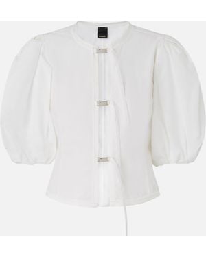 Pinko Blusa De Algodón Con Hebillas De Metal - Blanco