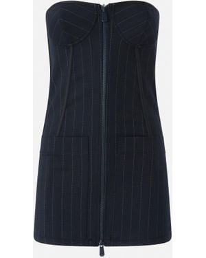Pinko Pinstripe Poly Wool Bustier Top - Blue