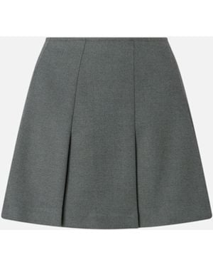 Pinko Pleated Wool-Blend Mini Skirt - Gray