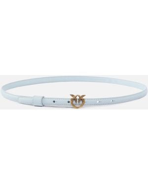Pinko Thin Belt With Love Birds Buckle, 1Cm - White