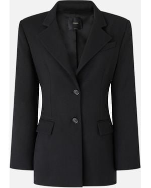 Pinko Pinstriped Blazer With Strap - Black