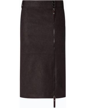 Pinko Nubuck Leather-Effect Pencil Skirt - Black