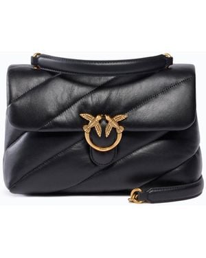 Pinko Mittelgroße Love Bag Puff Maxi Quilt New Buckle Schultertasche - Schwarz
