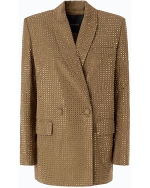 Pinko Giacca Doppiopetto Oversize Con Strass - Neutro