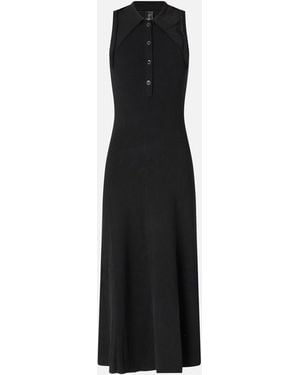 Pinko Long Ribbed Dress With Bandana Collar - Black