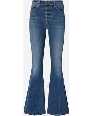 Pinko Vaqueros Acampanados De Denim Elástico - Azul