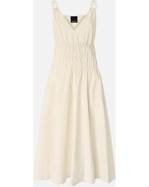 Pinko Sleeveless Midi Dress With Pleats And Gathering - White
