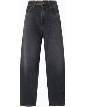 Pinko Balloon-Fit Jeans With Leather-Effect Inserts - Blue