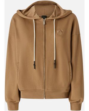 Pinko Felpa Con Zip E Cappuccio - Neutro