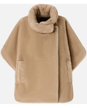 Pinko Faux Fur Cape - Natural