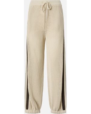 Pinko Openwork Trousers With Contrasting Bands - Natural