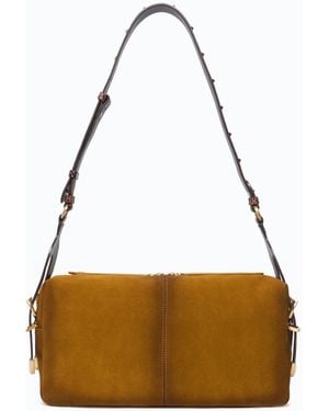 Pinko Bolso De Hombro Mediano Keeper Bag De Ante Efecto Espray - Metálico