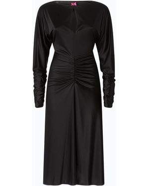 Pinko Satin-Effect Midi Dress With Gathering - Black