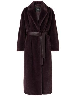 Pinko Long Faux Fur Coat With Belt - Red