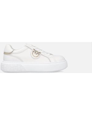 Pinko High-Soled Flatform Trainers With Metal Logo - White