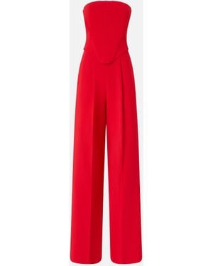 Pinko Elegant Bustier Jumpsuit With Wide-leg Trousers - Red