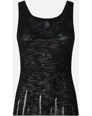 Pinko Ribbed Vest Top With Logo - Black