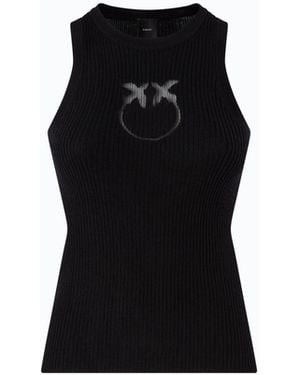 Pinko Top De Canalé Con Logotipo Love Birds En Transparencia - Negro