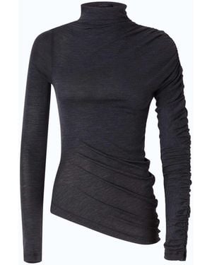Pinko Mock-Turtleneck Sweater With Asymmetric Hem - Blue