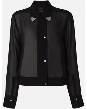 Pinko Semi-Sheer Shirt With Metallic Details - Black