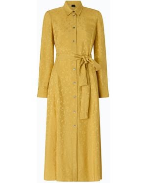 Pinko Long Shirt Dress With Belt - Yellow