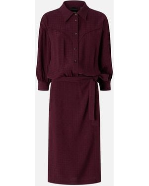 Pinko Midi Dress With Shirt-Style Top And Belt - Red