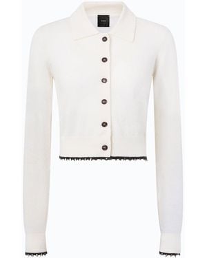 Pinko Cropped Cardigan With Polo Collar - White