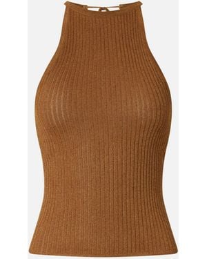 Pinko Off-The-Shoulder Top With Neck Fastening - Brown