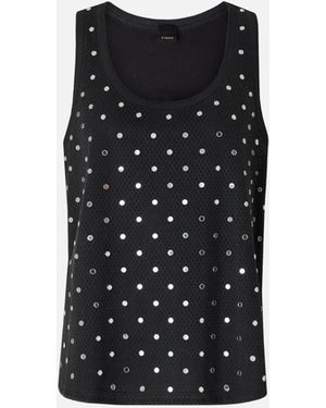 Pinko Mesh Vest Top With Mirror Detail - Black