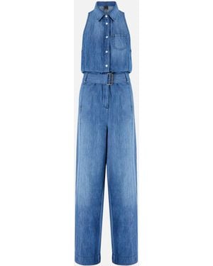 Pinko Denim Jumpsuit With Belt - Blue