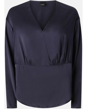 Pinko Long-Sleeved Stretch Satin Blouse - Blue