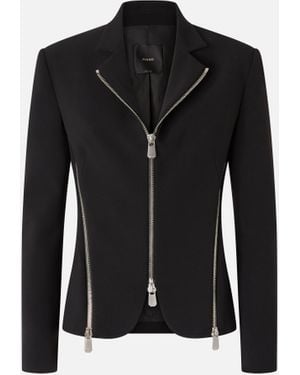 Pinko Crepe Fabric Jacket With Metal Zips - Black