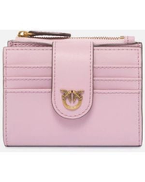 Pinko Small Smooth Leather Wallet With Logo - Pink