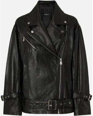 Pinko Leather Biker Jacket - Black
