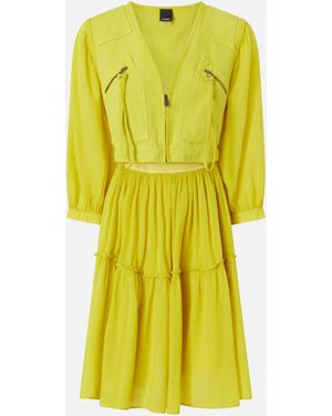 Pinko Two-piece-effect Mini Dress With Relaxed-fit Skirt - Yellow