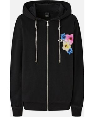 Pinko Felpa Con Cappuccio E Stampa Fiore - Nero