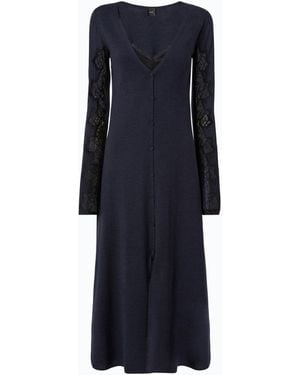 Pinko Wool Midi Dress With Lace Details - Blue