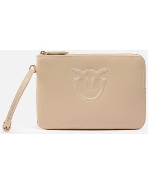 Pinko Bolso De Mano De Piel Con Logotipo De Pajaritos - Neutro