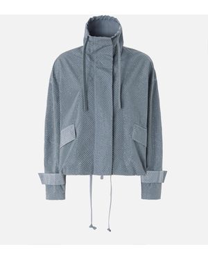 Pinko Blouson Jacket With All-Over Micro Studs - Blue