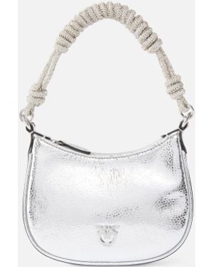 Pinko Half Moon Baby C With Laminated Tumbled Leather Handle - White