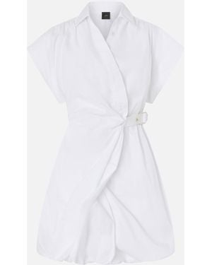 Pinko Vestido Camisero Corto Con Diseño Cruzado - Blanco