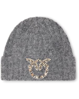 Pinko Wollbeanie Mit Love Birds-Logo Aus Schmucksteinen - Grau