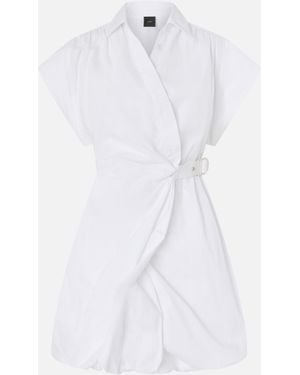 Pinko Abito Corto A Camicia Con Incrocio, Bianco Brill
