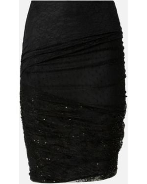 Pinko Patchwork-effect Lace Pencil Skirt - Black