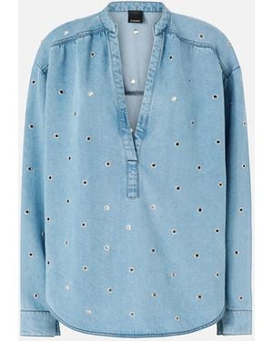 Pinko Denim Blouse With Eyelets - Blue