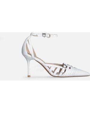 Pinko Spitzes Pumps Mit Absatz Und Riemchen - Weiß