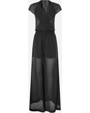 Pinko Long Playsuit With Hood And Sheer Details - White