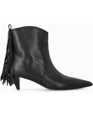 Pinko Leather Ankle Boots With Heel And Fringing - White