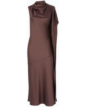 Pinko Long, One-Shoulder Satin Dress - Brown